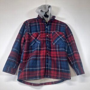 Freedom Foundry Kids L/G (14/16) Sherpa Lined Hooded Plaid Flannel Shirt Jacket‎